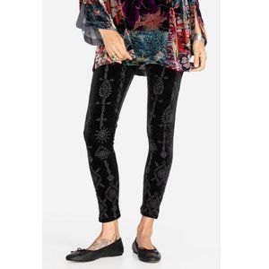 Johnny Was Althea Velvet Legging Leggings Pants Embroidered Black New